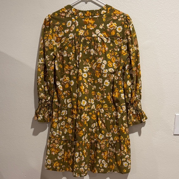Flora Bea Olive Floral Tier Mini Dress - Picture 5 of 5